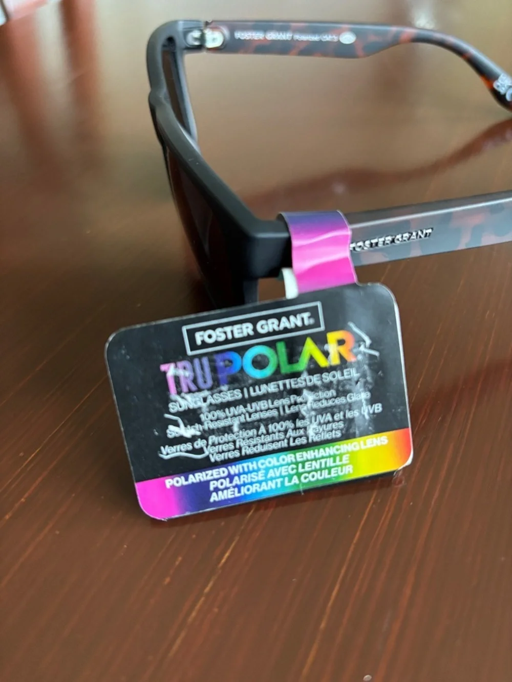 Foster Grant TruPolar Polarized 100% UVA-UVB,black/brown frame,black mirror lens